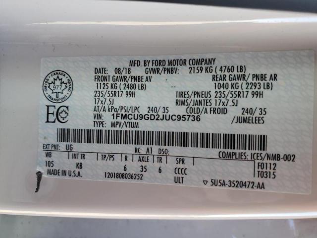 2018 FORD ESCAPE SE - 1FMCU9GD2JUC95736