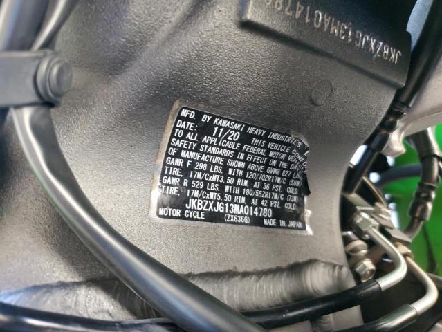 2021 KAWASAKI ZX636 K - JKBZXJG13MA014780