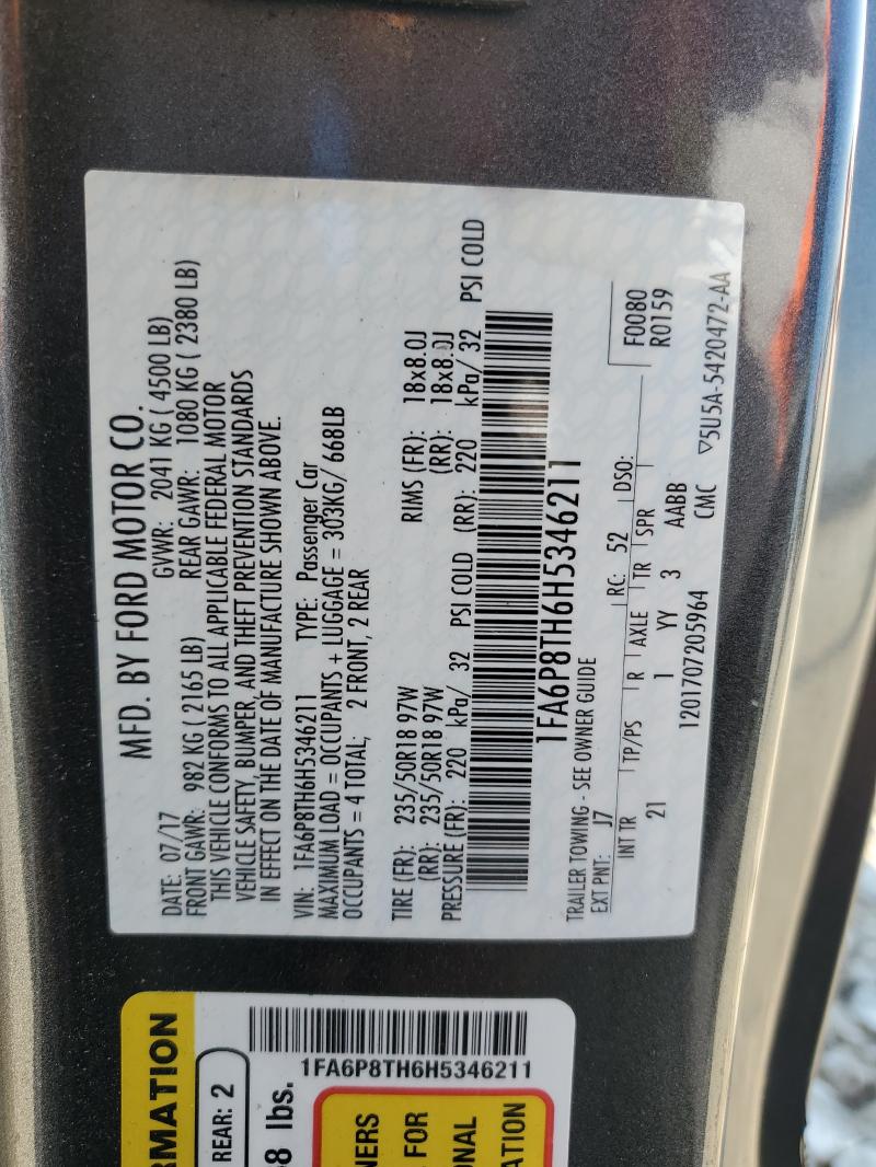 2017 FORD MUSTANG - 1FA6P8TH6H5346211