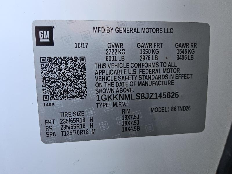 2018 GMC ACADIA SLT - 1GKKNMLS8JZ145626