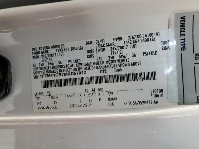 2021 FORD F150 - 1FTMF1CB7MKD57012