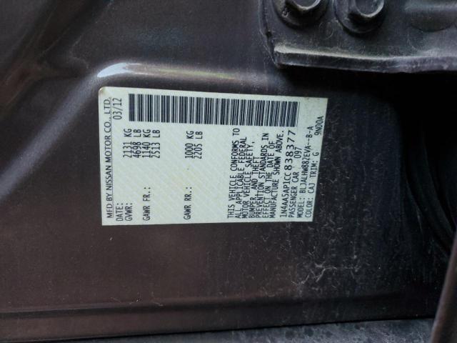 2012 NISSAN MAXIMA S - 1N4AA5AP1CC838377