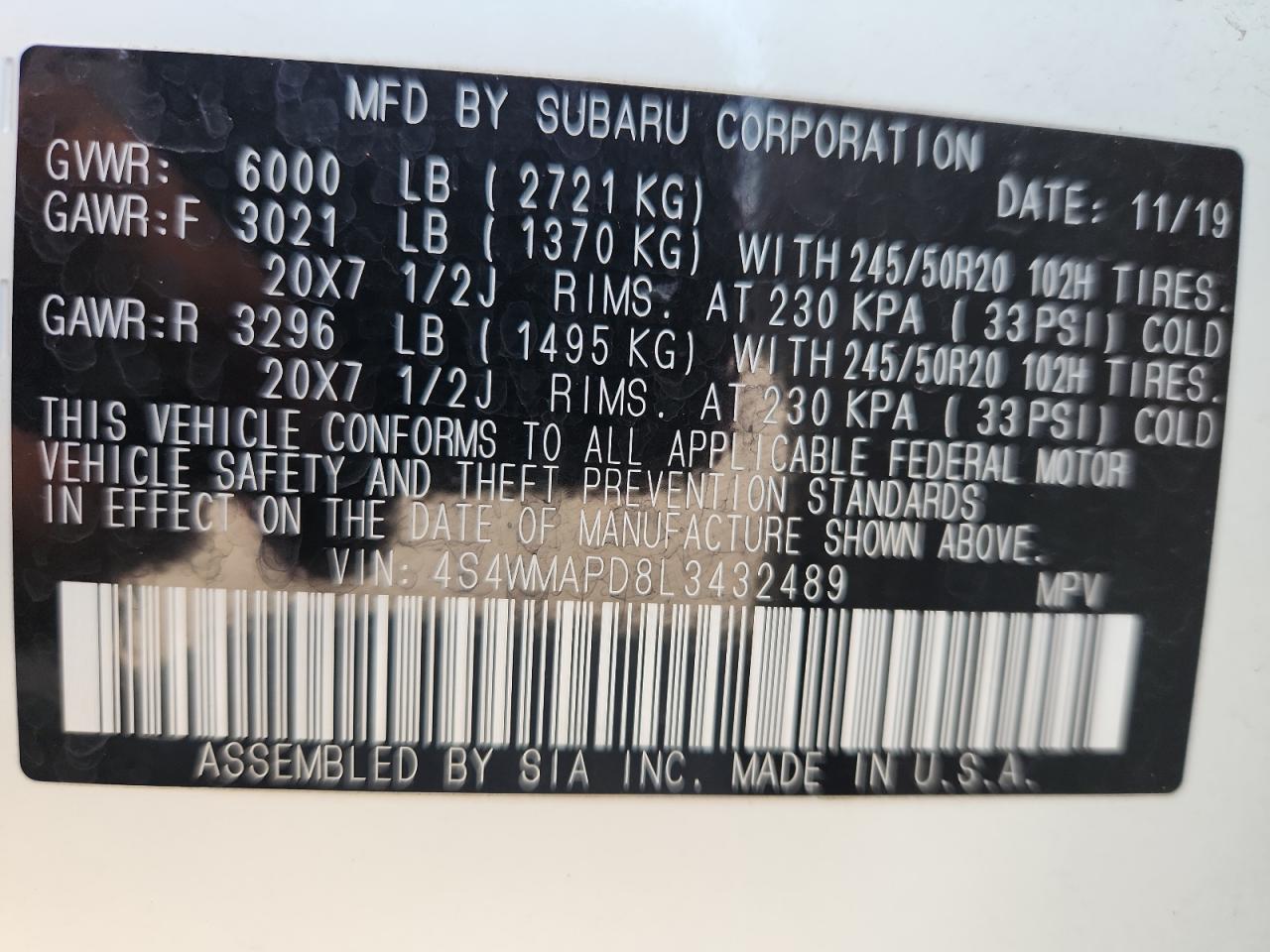 SUBARU ASCENT LIMITED