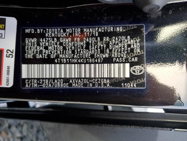 2019 TOYOTA CAMRY L - 4T1B11HK4KU186487