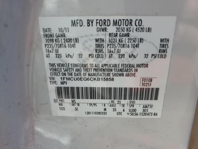 2012 FORD ESCAPE LIM - 1FMCU0EG6CKB15858
