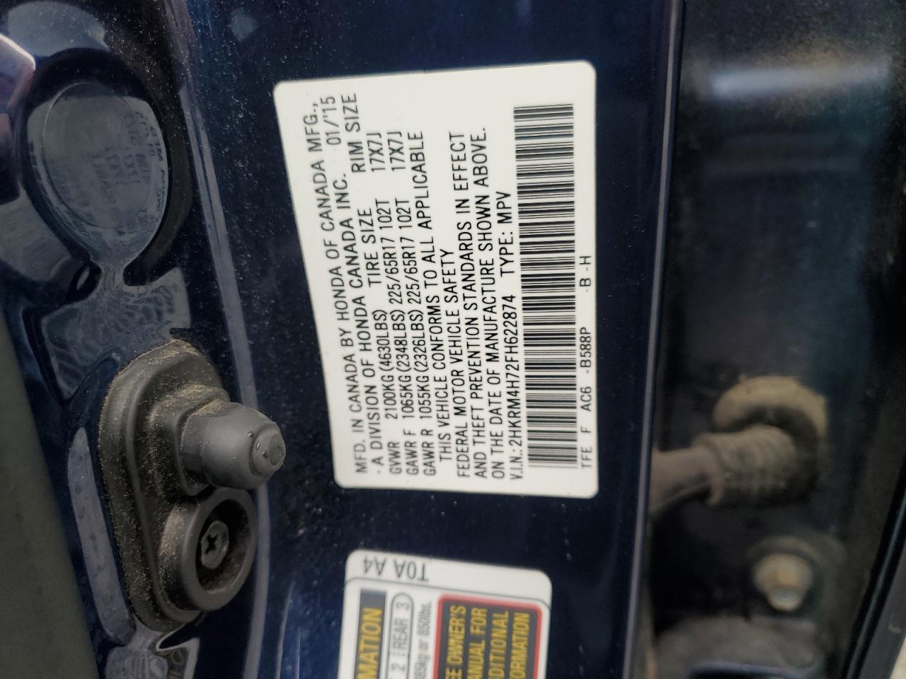 Lot #3261406483 2015 HONDA CR-V EXL