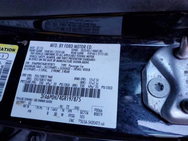 2016 FORD FUSION SE - 3FA6P0H74GR197875