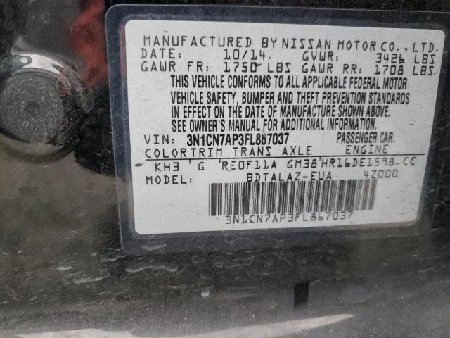 2015 NISSAN VERSA S 3N1CN7AP3FL867037