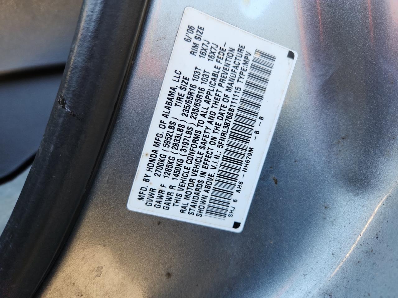 Lot #3290180218 2006 HONDA ODYSSEY EX