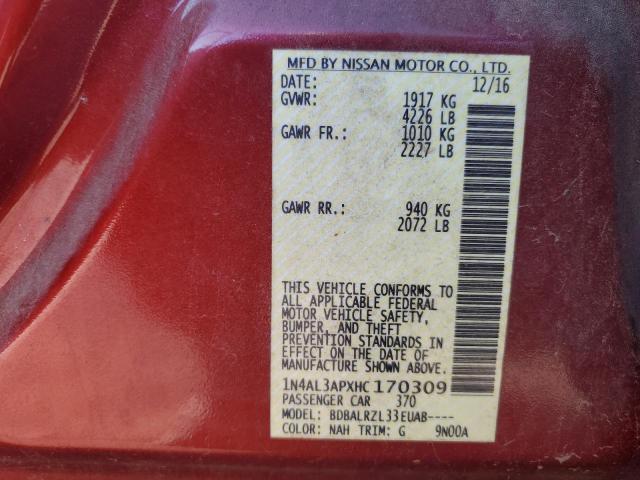 2017 NISSAN ALTIMA 2.5 - 1N4AL3APXHC170309