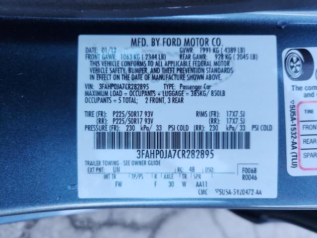 2012 FORD FUSION SEL - 3FAHP0JA7CR282895