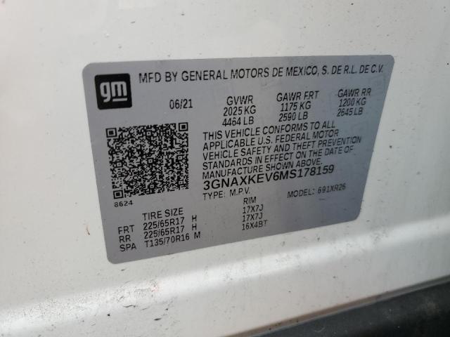 2021 CHEVROLET EQUINOX LT 3GNAXKEV6MS178159