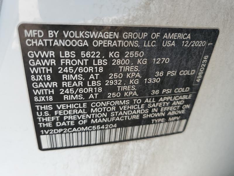 2021 VOLKSWAGEN ATLAS SE - 1V2DP2CA0MC554204