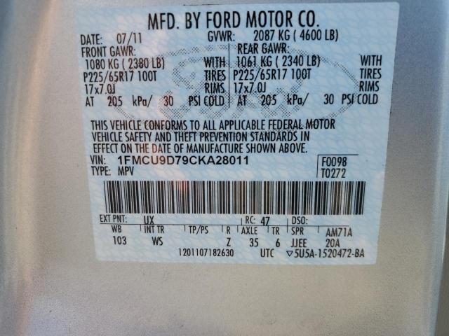 2012 FORD ESCAPE XLT - 1FMCU9D79CKA28011