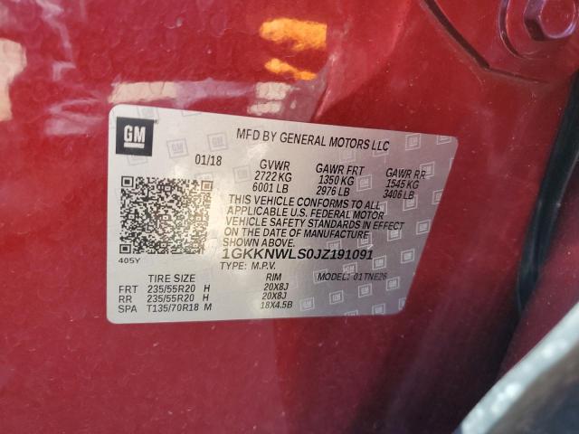 2018 GMC ACADIA SLT 1GKKNWLS0JZ191091
