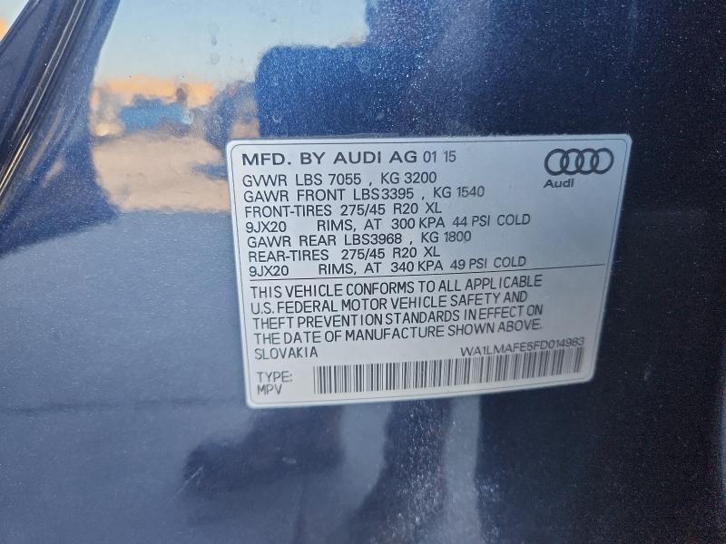 2015 AUDI Q7 TDI PRE WA1LMAFE5FD014983