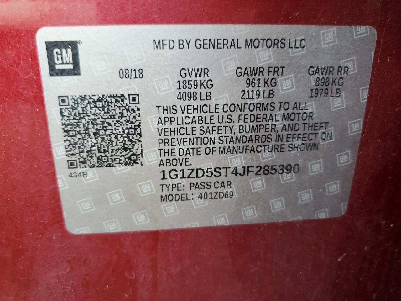 Lot #3302703016 2018 CHEVROLET MALIBU LT