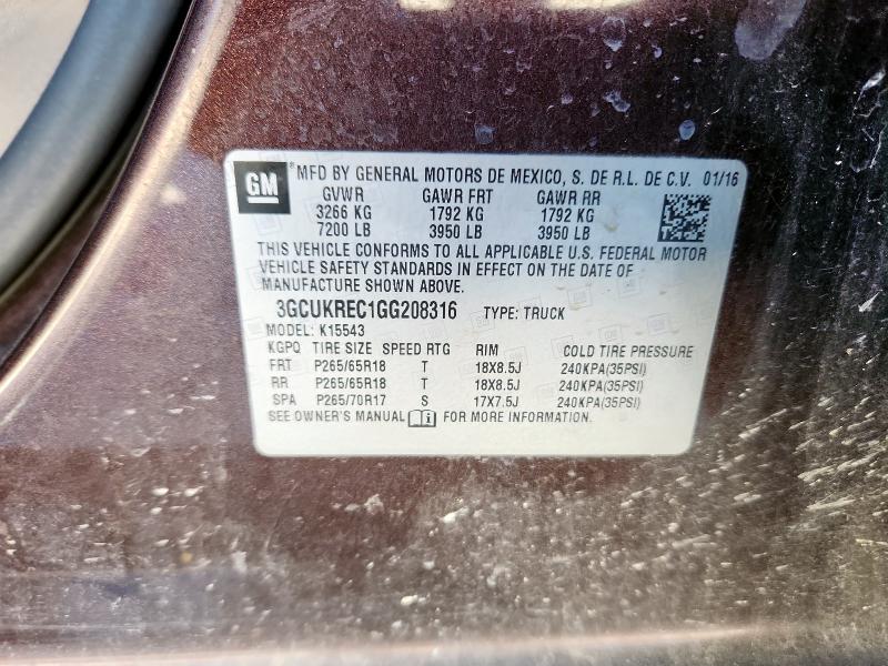 2016 CHEVROLET SILVERADO - 3GCUKREC1GG208316