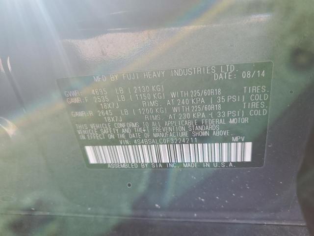 2015 SUBARU OUTBACK 2.5I LIMITED - 4S4BSALC0F3224211