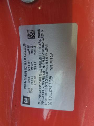 2015 CHEVROLET CAMARO LT 2G1FD3D32F9161929