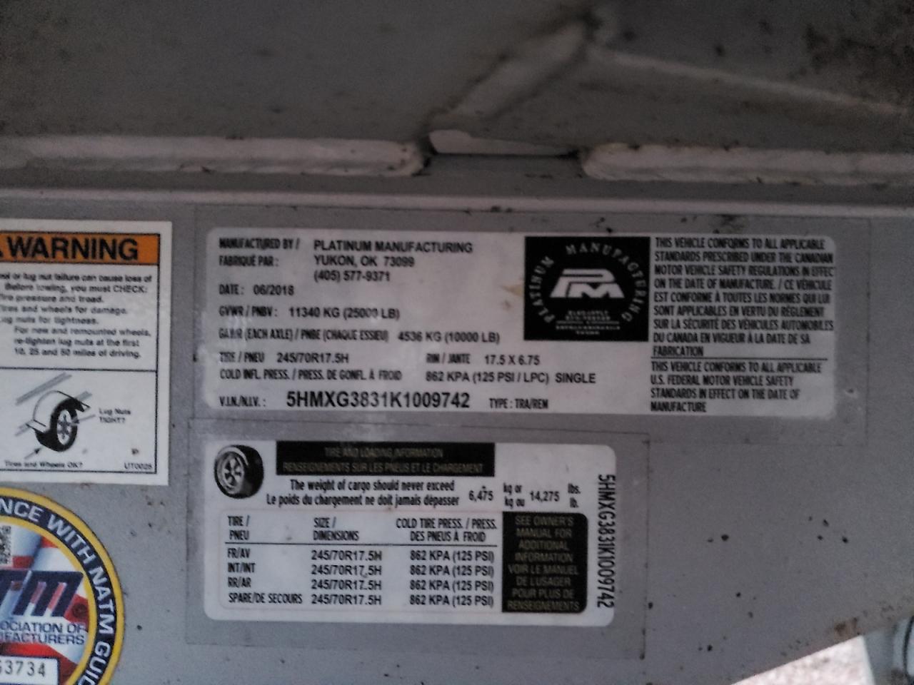 Lot #3285721670 2019 PLTM 5HMX