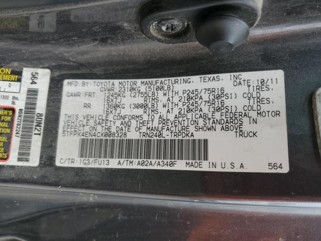2012 TOYOTA TACOMA - 5TFPX4EN4CX008328