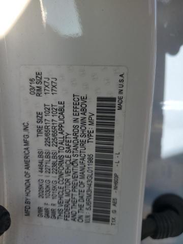 2016 HONDA CR-V SE #3281630410