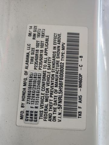 2015 HONDA ODYSSEY TOURING 5FNRL5H98FB008002