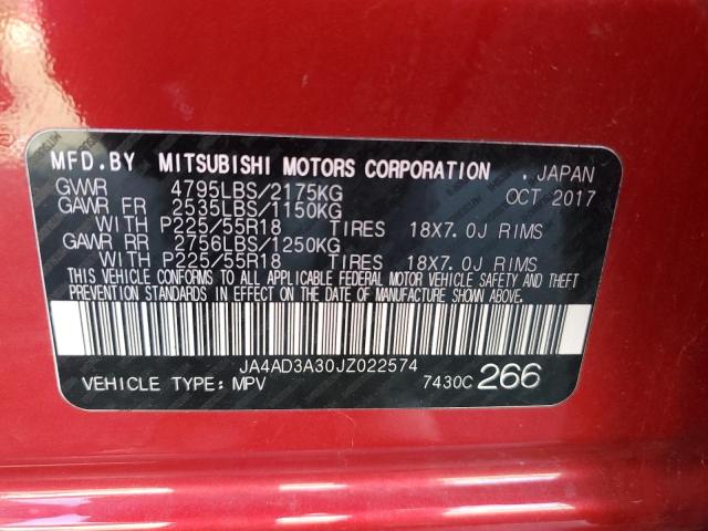 2018 MITSUBISHI OUTLANDER JA4AD3A30JZ022574