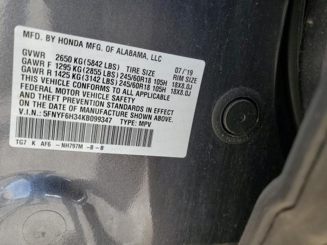 2019 HONDA PILOT EX - 5FNYF6H34KB099347