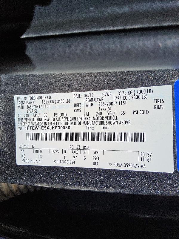 2018 FORD F150 SUPER - 1FTEW1E5XJKF30030