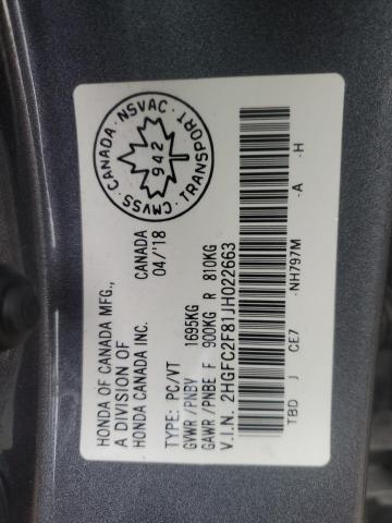 2018 HONDA CIVIC EX - 2HGFC2F81JH022663