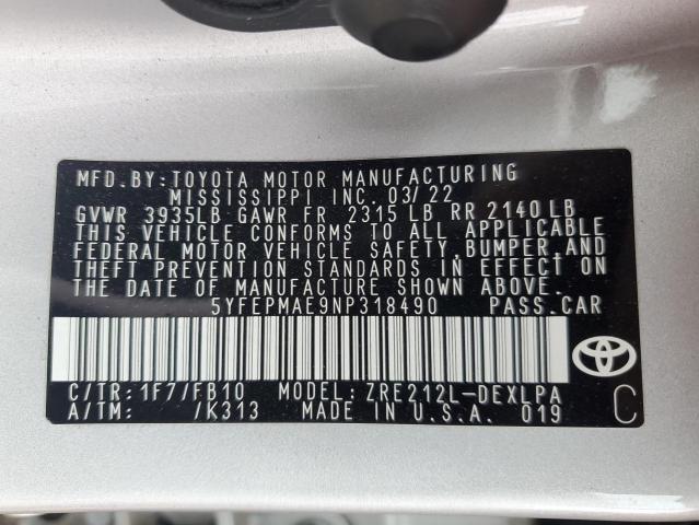 2022 TOYOTA COROLLA LE #3284648341