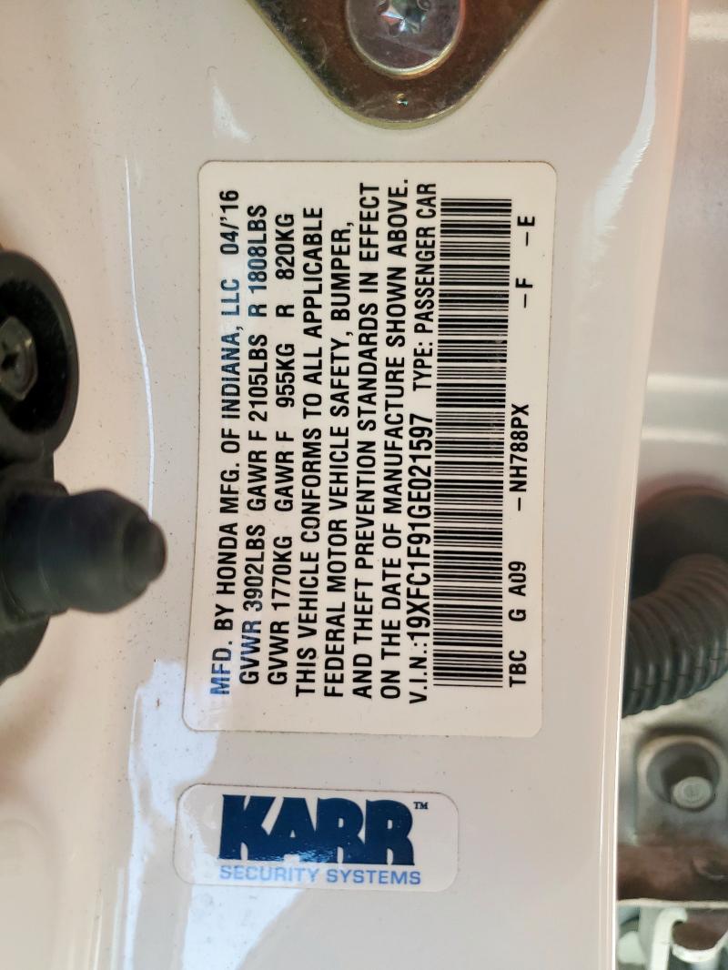 2016 HONDA CIVIC TOURING - 19XFC1F91GE021597