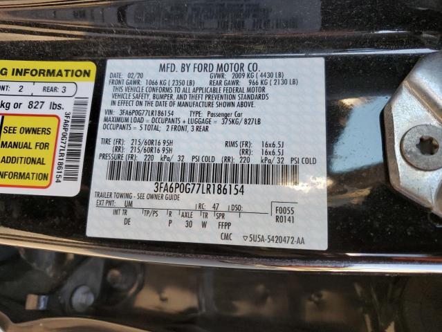 2020 FORD FUSION S - 3FA6P0G77LR186154