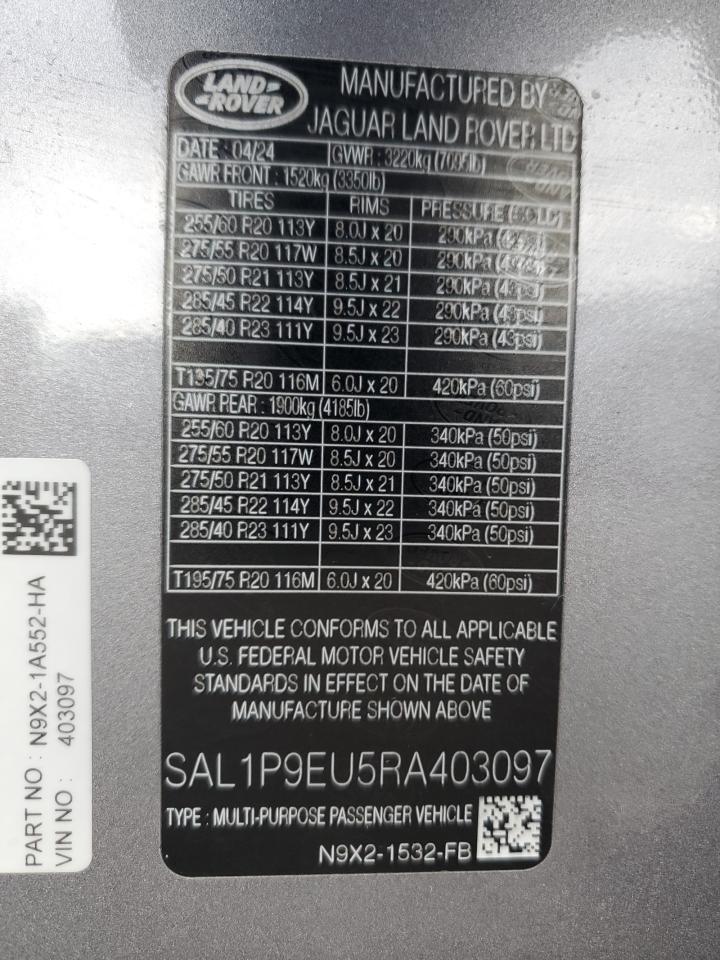 Lot #3301892443 2024 LAND ROVER RANGE ROVE