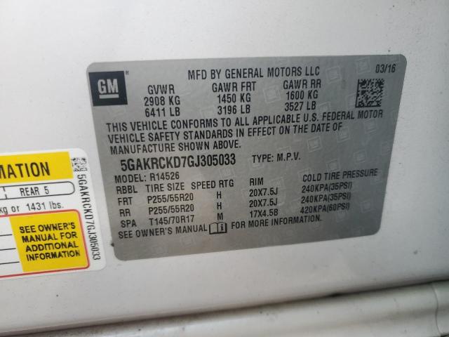 2016 BUICK ENCLAVE 5GAKRCKD7GJ305033