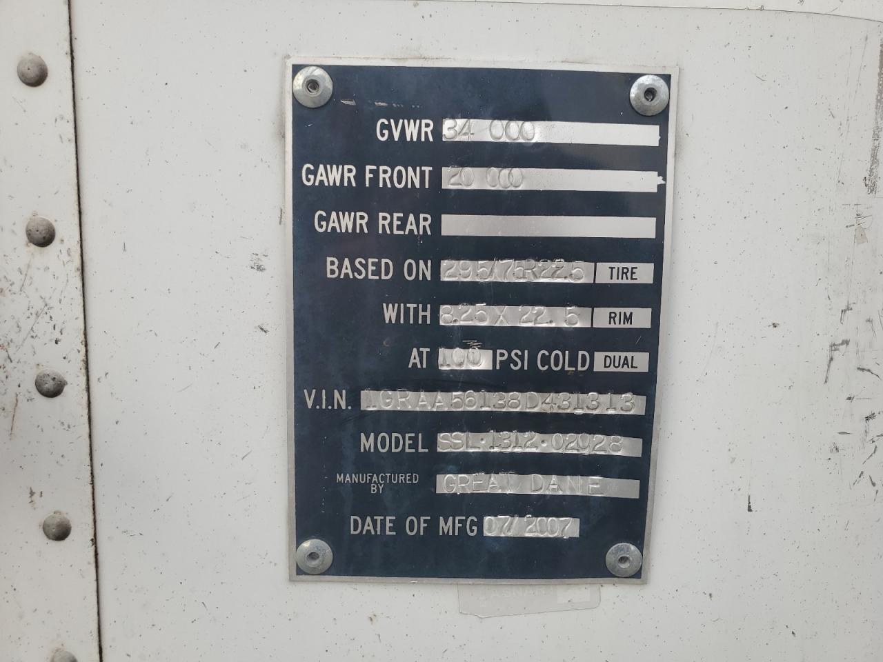 Lot #3286824218 2008 GGSD DRY VAN TRAILER