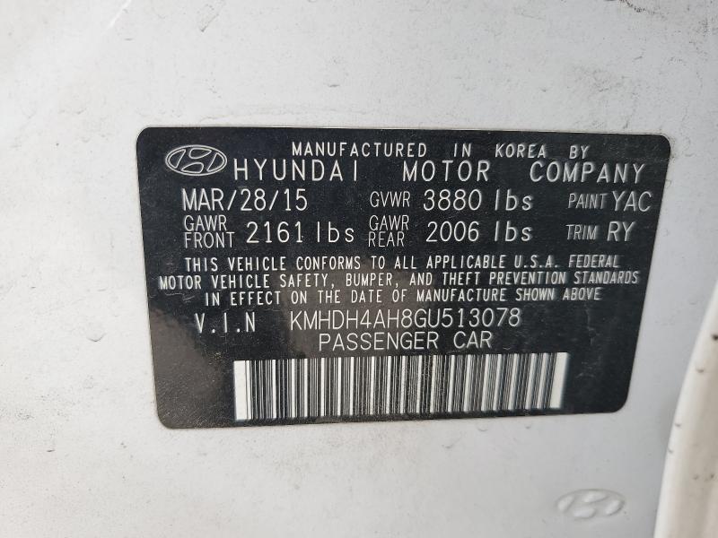 2016 HYUNDAI ELANTRA SE - KMHDH4AH8GU513078