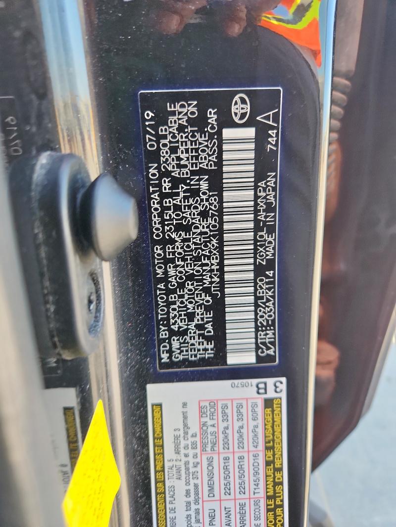 2019 TOYOTA C-HR XLE JTNKHMBX9K1057681