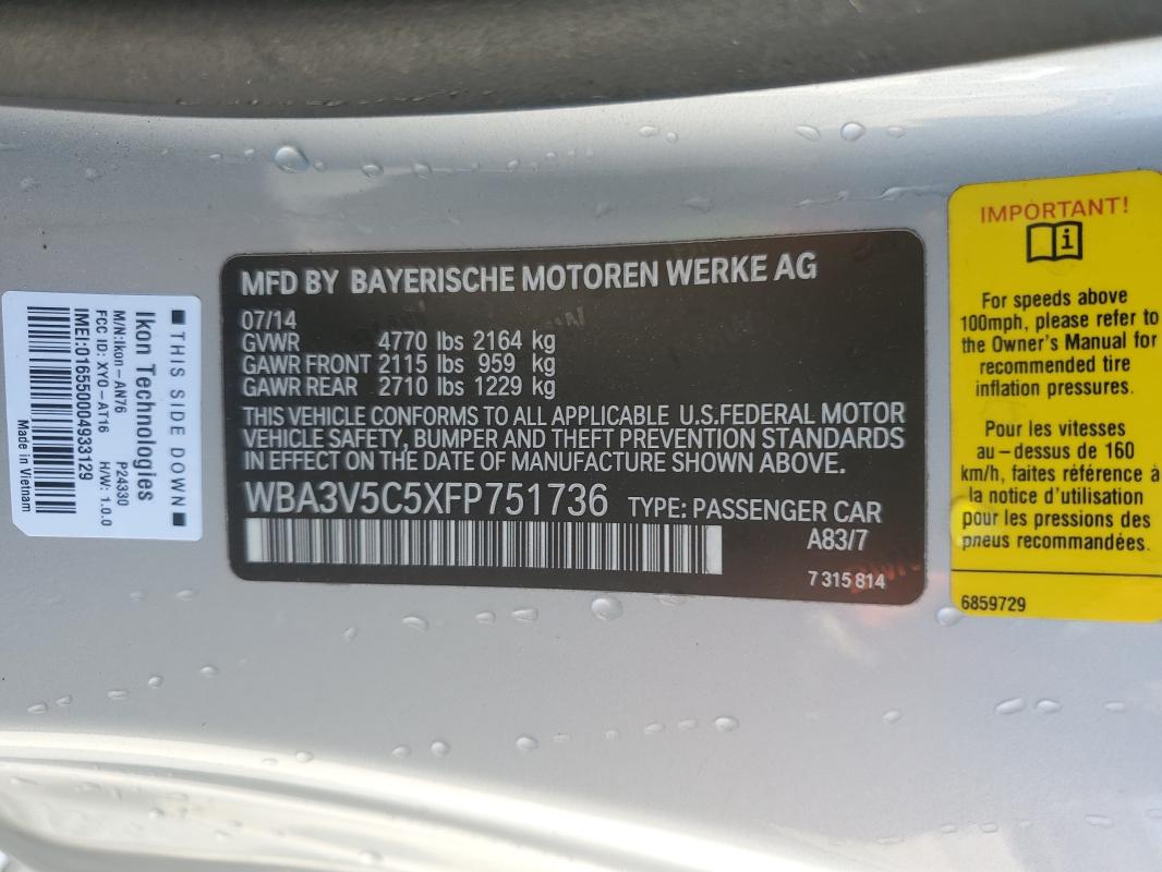 2015 BMW 428 I WBA3V5C5XFP751736