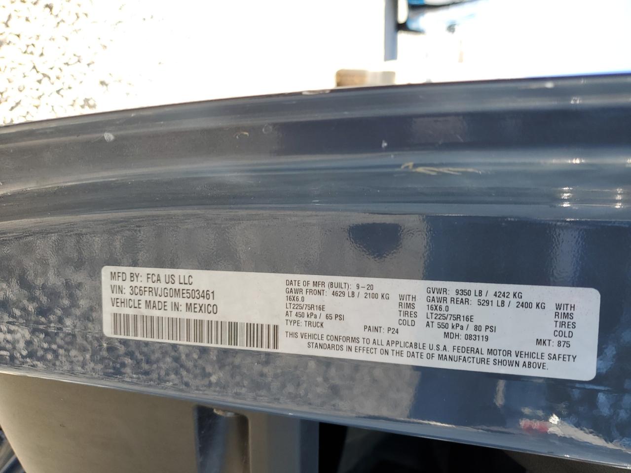 Lot #3311526260 2021 RAM PROMASTER