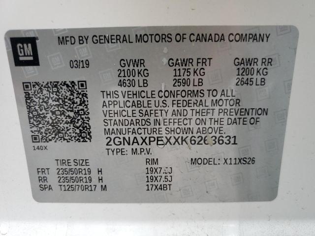 2019 CHEVROLET EQUINOX PR - 2GNAXPEXXK6263631