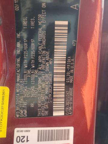 2015 TOYOTA SIENNA XLE - 5TDYK3DC2FS580361