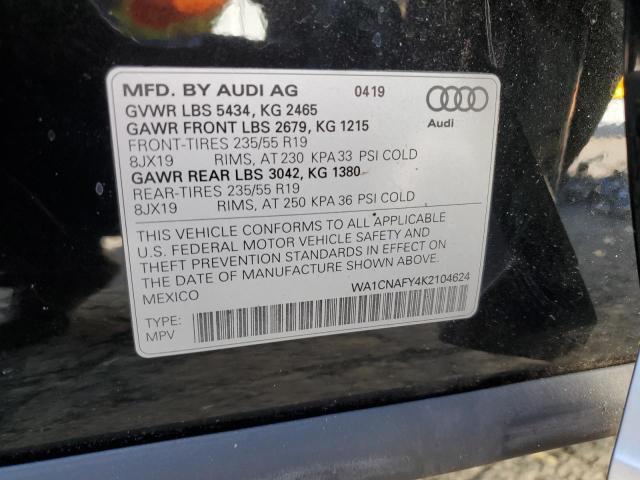 2019 AUDI Q5 PRESTIGE WA1CNAFY4K2104624