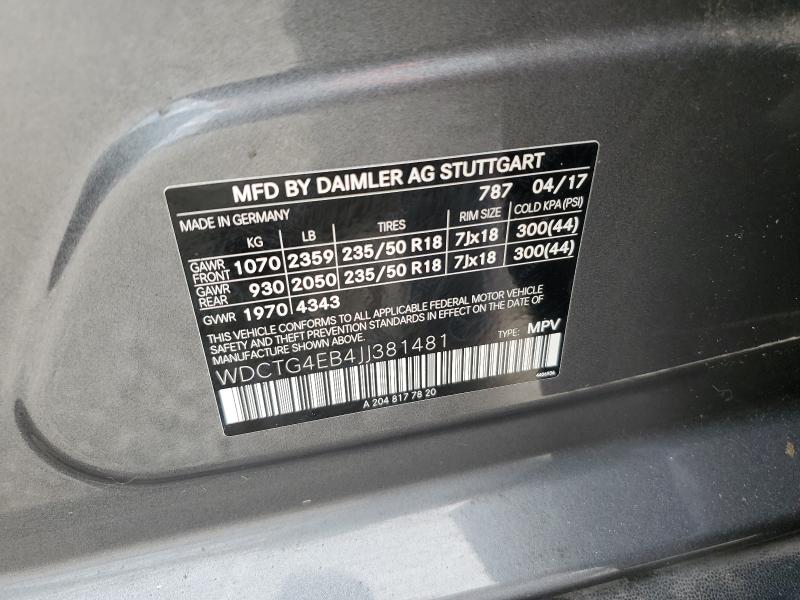 2018 MERCEDES-BENZ GLA 250 - WDCTG4EB4JJ381481