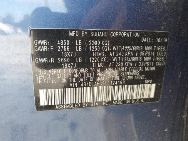 2020 SUBARU OUTBACK TO 4S4BTAPC2L3124193