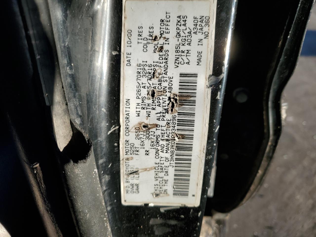 Lot #3303659933 2001 TOYOTA 4RUNNER LI