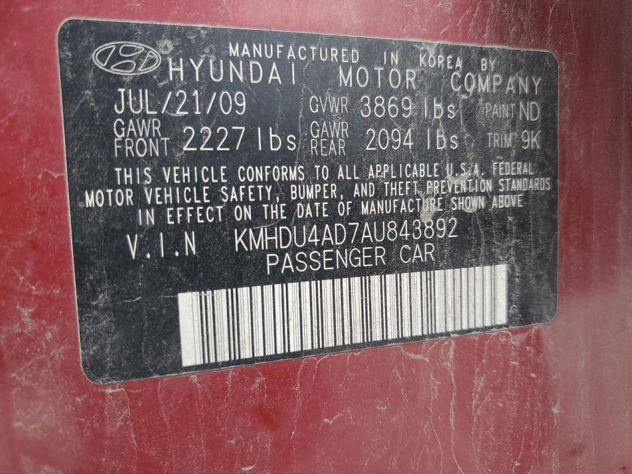 HYUNDAI ELANTRA BLUE