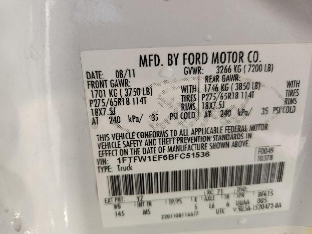 2011 FORD F150 SUPER - 1FTFW1EF6BFC51536